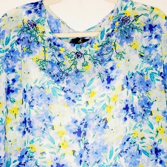 Jason Wu Embroidered Floral Blouse And Cami Size M Sheer Loose Flowy Top Beaded - Picture 2 of 16